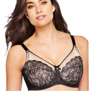 Vintage pin-up style sheer black lace bra